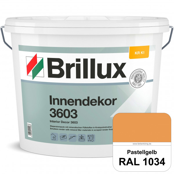Innendekor ELF KR-K1 3603 (RAL 1034 Pastellgelb) Kratzputz nach zur Erzielung dekorativer und strapa
