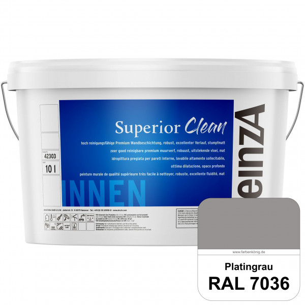 einzA Superior Clean (RAL 7036 Platingrau) Hoch reinigungsfähige, stumpfmatte Premium-Wandbeschichtu