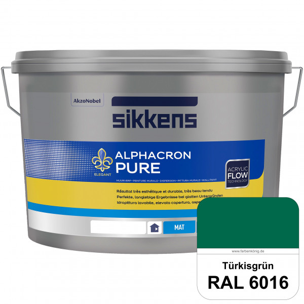 Alphacron Pure (RAL 6016 Türrkisgrün) Edelmatte & hochertige Premium Wandfarbe für glatte Untergründ