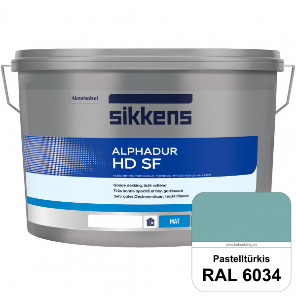 Alphadur HD SF (RAL 6034 Pastelltürkis) matte hochdeckende waschbeständige Innenwandfarbe