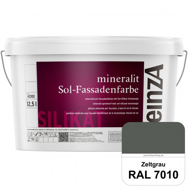 einzA mineralit Sol Fassadenfarbe (RAL 7010 Zeltgrau) mineralische Fassadenfarbe mit Sol-Silikat Tec