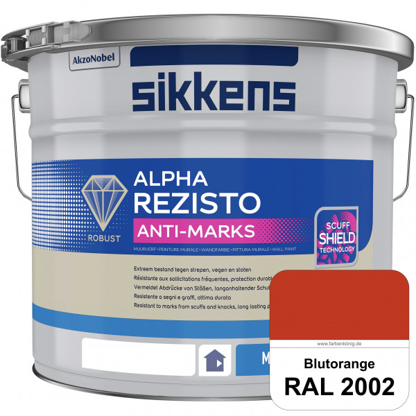 Alpha Rezisto Anti-Marks (RAL 2002 Blutorange) Extrem widerstandsfähige Innenwandfarbe