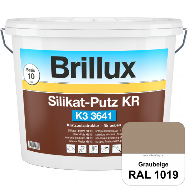 Silikat-Putz KR K3 3641 (RAL 1019 Graubeige) Dekorativer Kratzputz auf Silikatbasis