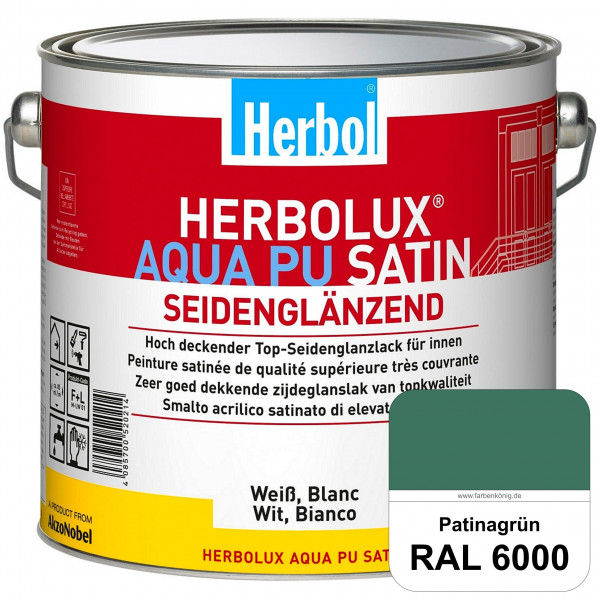 Herbolux Aqua PU Satin (RAL 6000 Patinagrün) Wasserverdünnbarer Top-PU-Seidenglanzlack (Innen)