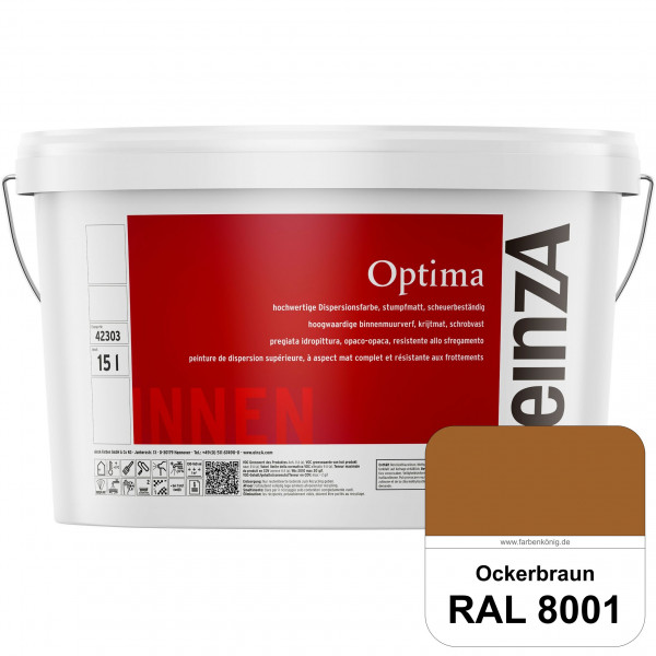 einzA Optima (RAL 8001 Ockerbraun) Stumpfmatte Dispersionsfarbe für hochwertige Anstriche