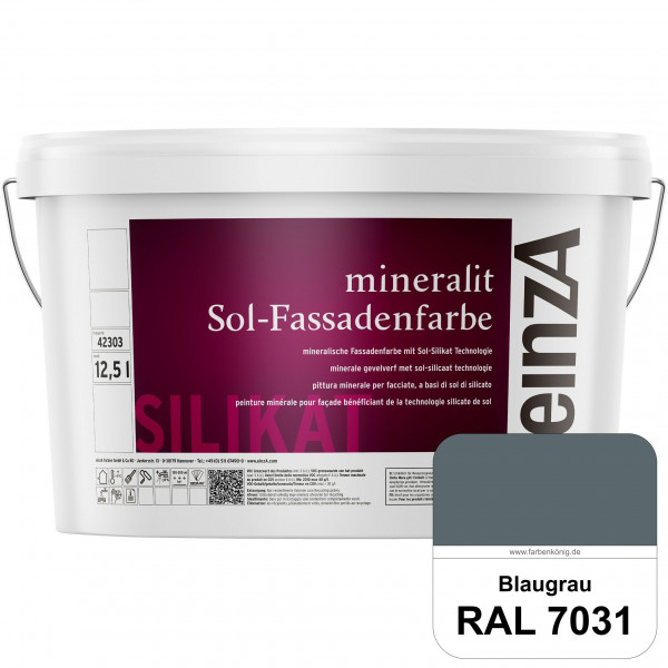einzA mineralit Sol Fassadenfarbe (RAL 7031 Blaugrau) mineralische Fassadenfarbe mit Sol-Silikat Tec