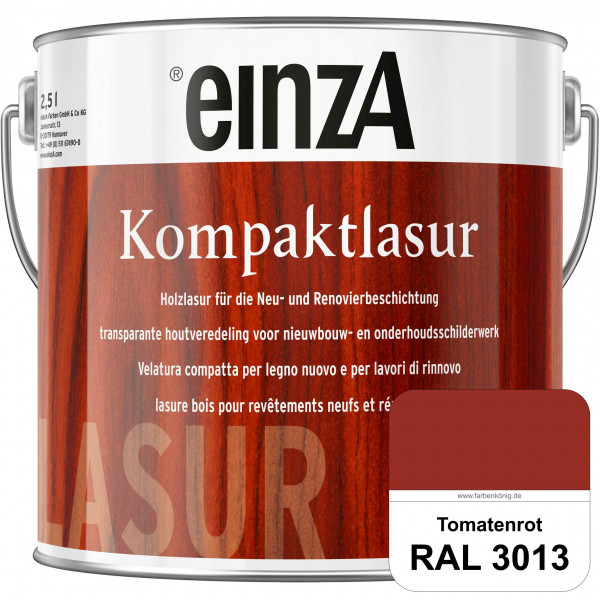 einzA Kompaktlasur (RAL 3013 Tomatenrot) Lasuranstrich für den Neu- und Renovieranstrich