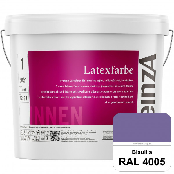 einzA Latexfarbe Premium (RAL 4005 Blaulila) Hochwertige scheuerbeständige seidenglänzende Latexfarb