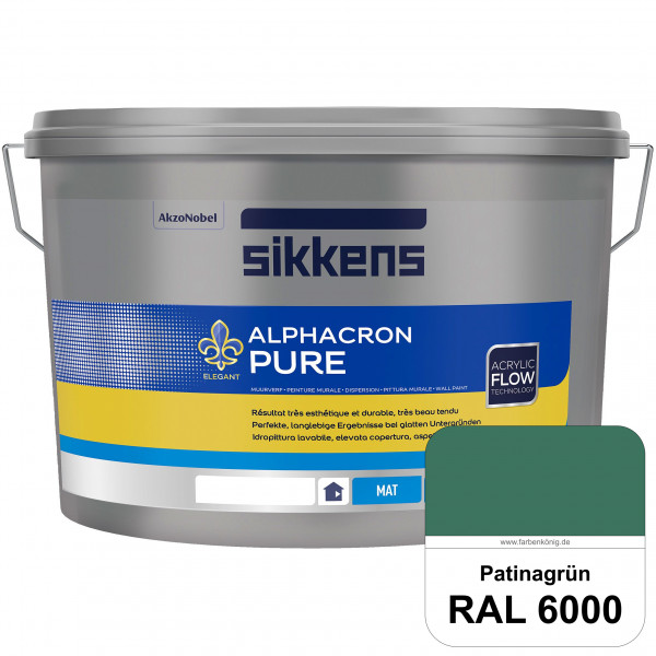 Alphacron Pure (RAL 6000 Patinagrün) Edelmatte & hochertige Premium Wandfarbe für glatte Untergründe