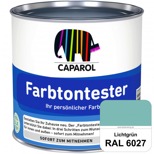 Farbtontester (RAL 6027 Lichtgrün) Individuell abgetönte Dispersionsfarbe zum Anlegen von Farbtonmus