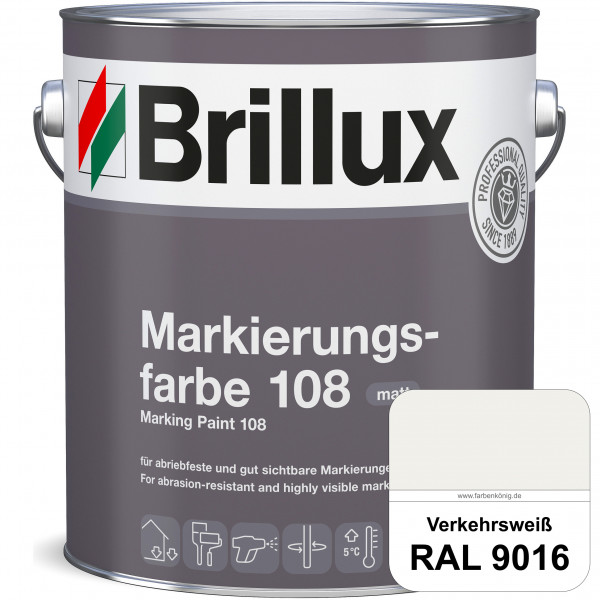 Markierungsfarbe 108 (RAL 9016 Verkehrsweiß) Markierungsfarbe für Asphalt, Betonböden, Zementestrich