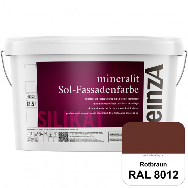 einzA mineralit Sol Fassadenfarbe (RAL 8012 Rotbraun) mineralische Fassadenfarbe mit Sol-Silikat Tec