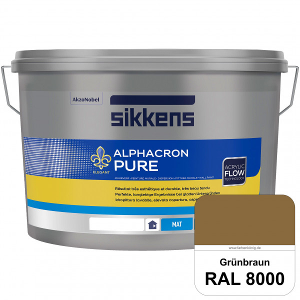 Alphacron Pure (RAL 8000 Grünbraun) Edelmatte & hochertige Premium Wandfarbe für glatte Untergründe.