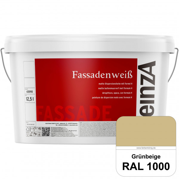 einzA Fassadenweiß (RAL 1000 Grünbeige) Sil-Fassadenfarbe gegen Schmutz & Vergrünung
