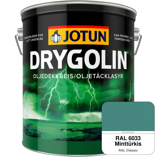 DRYGOLIN Oljedekkbeis - Deckende & wetterbeständige Öllasur für Außen (RAL 6033 Minttürkis)