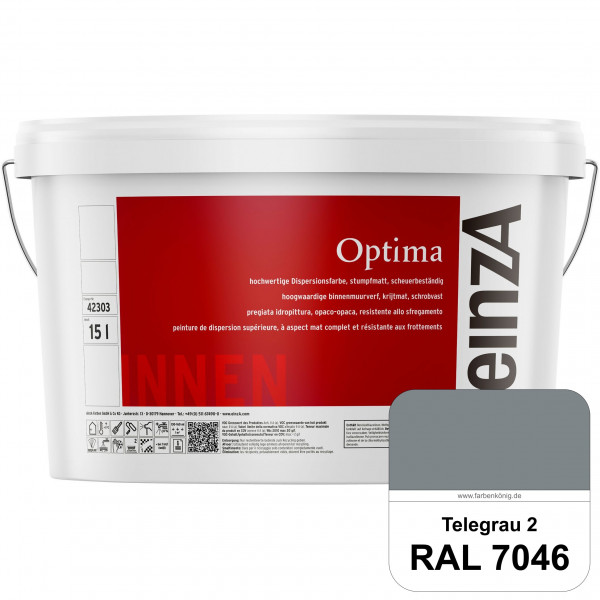einzA Optima (RAL 7046 Telegrau 2) Stumpfmatte Dispersionsfarbe für hochwertige Anstriche