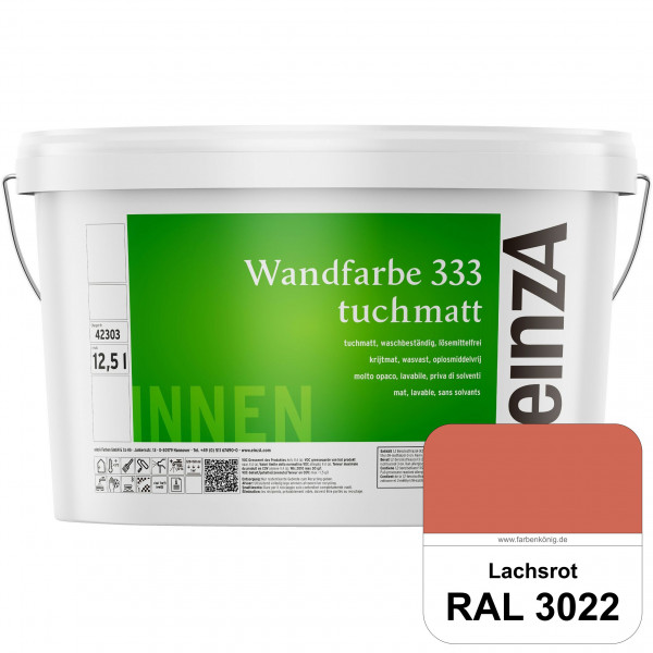 einzA Wandfarbe 333 tuchmatt (RAL 3022 Lachsrot) Hochdeckende, waschbeständige Wandfarbe