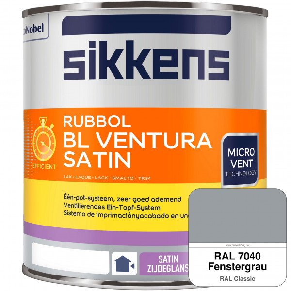 Rubbol BL Ventura Satin NEU (RAL 7040 Fenstergrau) Seidenglanzlack (wasserbasiert) Fenster außen