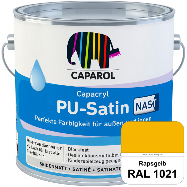 Capacryl PU-Satin NAST (RAL 1021 Rapsgelb) Seidenmattlack mit nebelarme Spritztechnologie (innen & a