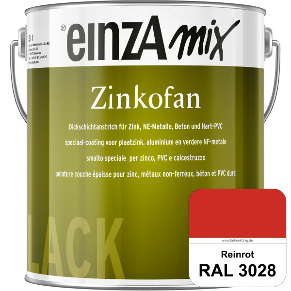 einzA Zinkofan (RAL 3028 Reinrot) Hoch wetterbeständiges "Dickschicht-1-Topf-System"