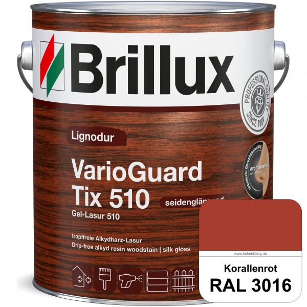 Lignodur VarioGuard Tix 510 (Gel-Lasur 510) RAL 3016 Korallenrot