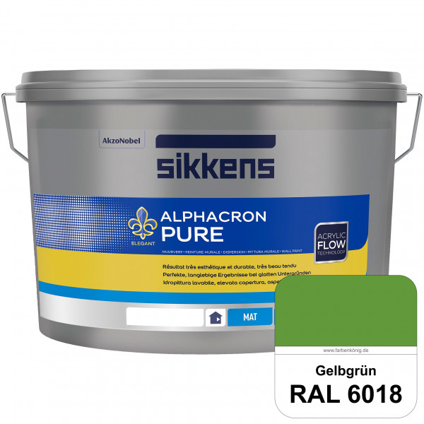 Alphacron Pure (RAL 6018 Gelbgrün) Edelmatte & hochertige Premium Wandfarbe für glatte Untergründe.