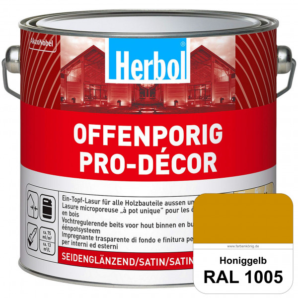 Herbol Offenporig Pro-Décor (RAL 1005 Honiggelb) Hochwertige Ein-Topf-Holzlasur mit 2-Phasen-UV-Schu