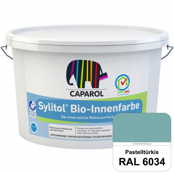 Sylitol® Bio-Innenfarbe (RAL 6034 Pastelltürkis) Innenfarbe auf Silikatbasis  für Allergiker
