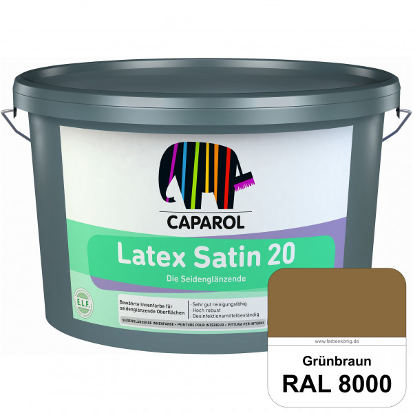 Latex Satin 20 (RAL 8000 Grünbraun) strapazierfähige seidenglänzende Latexfarbe (Innen)