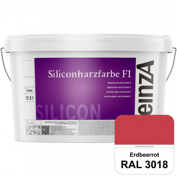 einzA Siliconharzfarbe F1 (RAL 3018 Erdbeerrot) Universal Siliconharz-Fassadenfarbe, kalkmatt, wette