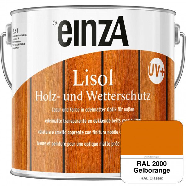 einzA Lisol Holz- und Wetterschutz Lasur und Farbe (RAL 2000 Gelborange)