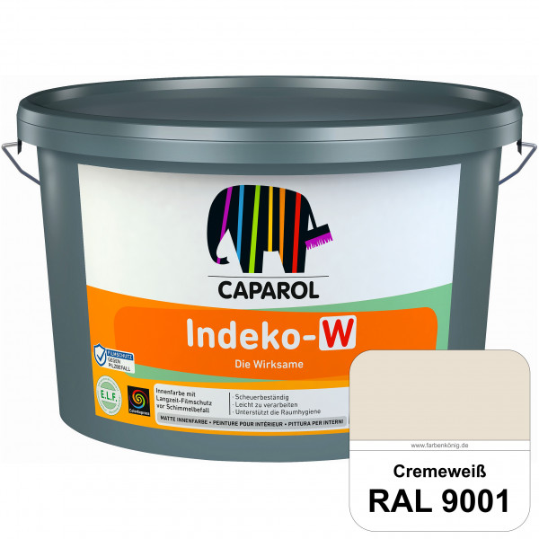 Indeko-W (RAL 9001 Cremeweiß) Matte Kunstharz-Innenfarbe mit Langzeit-Filmschutz vor Schimmelbefal