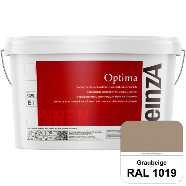 einzA Optima (RAL 1019 Graubeige) Stumpfmatte Dispersionsfarbe für hochwertige Anstriche