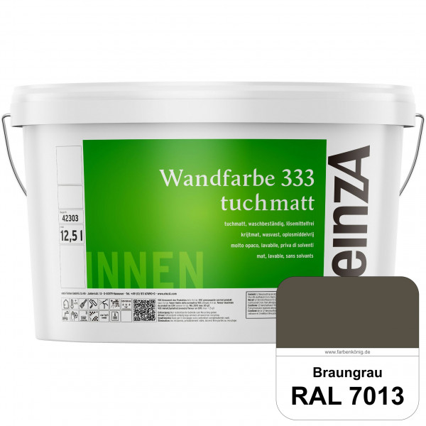 einzA Wandfarbe 333 tuchmatt (RAL 7013 Braungrau) Hochdeckende, waschbeständige Wandfarbe