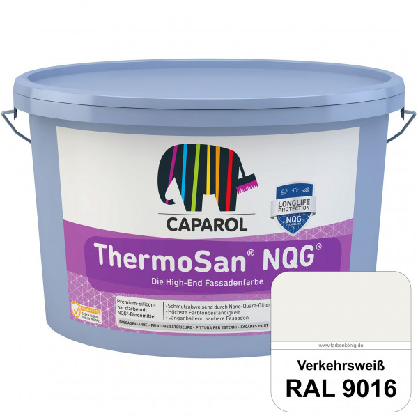 ThermoSan NQG (RAL 9016 Verkehrsweiß) schmutzabweisende Siliconharz Fassadenfarbe mit Algen- und Pil