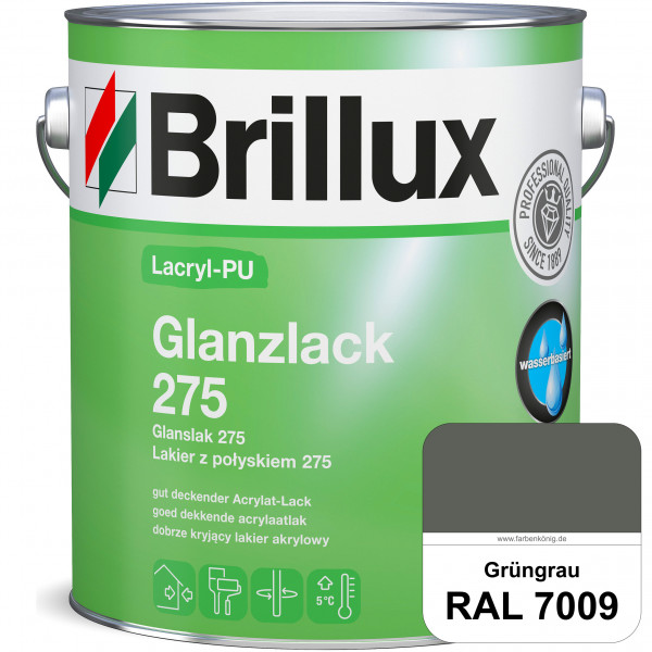 Lacryl-PU Glanzlack 275 (RAL 7009 Grüngrau) Glänzender Lack (wasserbasiert) für z. B. Holz, Zink, Al