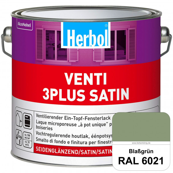 Venti 3Plus Satin (RAL 6021 Blassgrün) feuchtigkeitregulierender & seidenglänzender Ein-Topf-Fenster