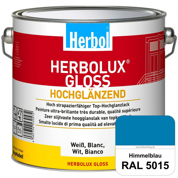 Herbolux Gloss (RAL 5015 Himmelblau) strapazierfähiger Top-Hochglanzlack (lösemittelhaltig) für inne