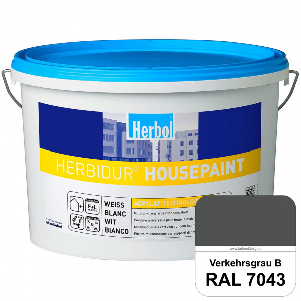 Herbidur Housepaint (RAL 7043 Verkehrsgrau B) seidenmatte Reinacrylat-Fassadenfarbe