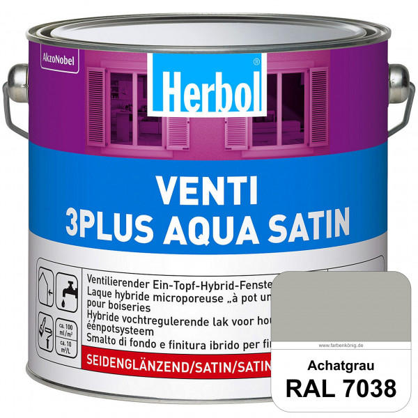 Venti 3Plus Aqua Satin (RAL 7038 Achatgrau) wasserbasierter & feuchtigkeitregulierender Ein-Topf-Fen