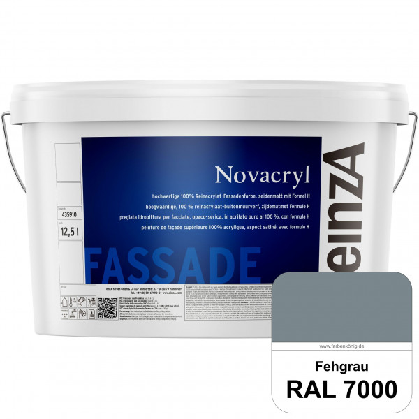 einzA Novacryl (RAL 7000 Fehgrau) Reinacrylat-Fassadenfarbe, seidenmatt