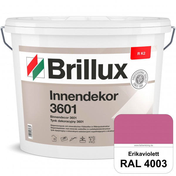 Innendekor ELF R K2 3601 (RAL 4003 Erikaviolett) Rillenputz zur Erzielung dekorativer und strapazier