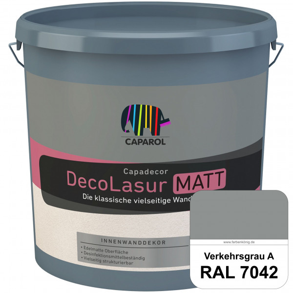 Capadecor DecoLasur Matt (RAL 7042 Verkehrsgrau A) Matte Lasurfarbe auf Dispersionsbasis (innen)