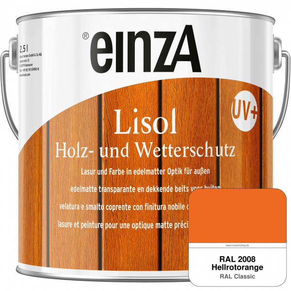 einzA Lisol Holz- und Wetterschutz Lasur und Farbe (RAL 2008 Hellrotorange)