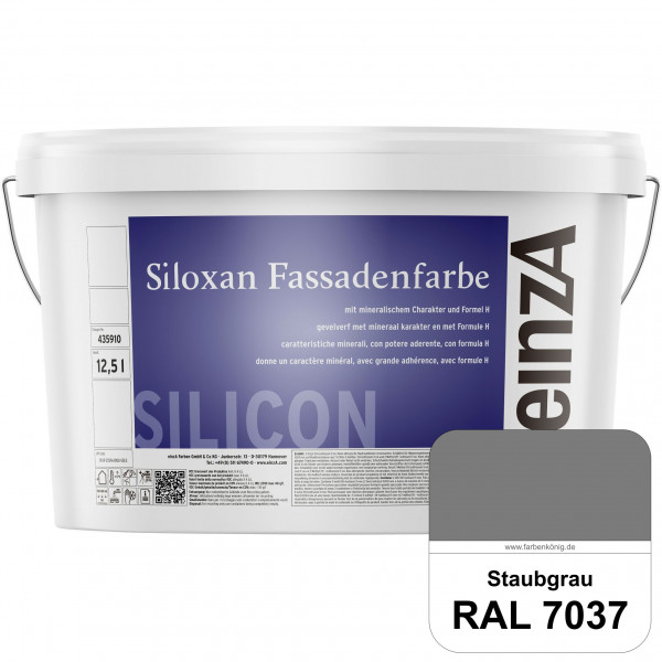 einzA Siloxan Fassadenfarbe (RAL 7037 Staubgrau) Siliconvergütete Fassadenfarbe
