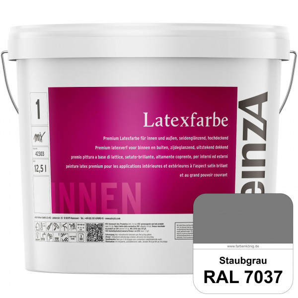 einzA Latexfarbe Premium (RAL 7037 Staubgrau) Hochwertige scheuerbeständige seidenglänzende Latexfar