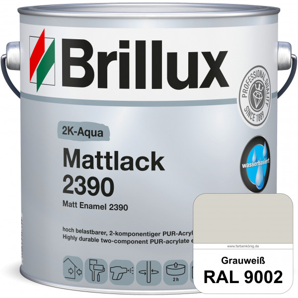2K-Aqua Mattlack 2390 (B-Ware) - 0,875 Liter (RAL 9002 Grauweiß)