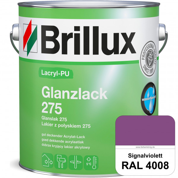 Lacryl-PU Glanzlack 275 (RAL 4008 Signalviolett) Glänzender Lack (wasserbasiert) für z. B. Holz, Zin