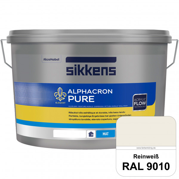 Alphacron Pure (RAL 9010 Reinweiß) Edelmatte & hochertige Premium Wandfarbe für glatte Untergründe.