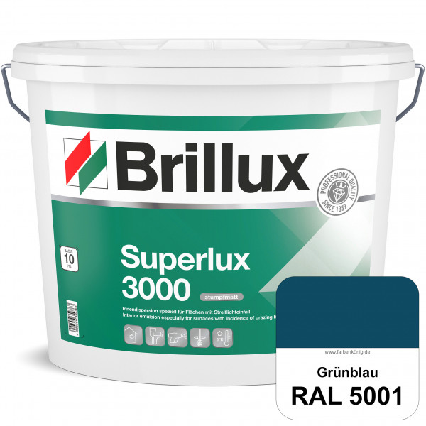 Superlux 3000 (RAL 5001 Grünblau) hoch deckende stumpfmatte Innen-Dispersionsfarbe - streiflichtunem